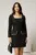 Rochie Bonnie neagra din tweed cu lurex si perle