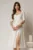 Rochie DY Fashion alba cu decolteu inima si detaliu floral in talie