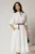 Rochie DY Fashion alba din bumbac cu insertii perforate si curea in talie