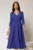 Rochie DY Fashion albastra clos cu decolteu V si curea in talie