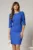 Rochie DY Fashion albastra conica cu nasturi aurii pe talie