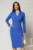 Rochie DY Fashion albastra conica tip sacou cu nasturi pe fusta