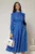 Rochie DY Fashion albastra din poplin cu guler dublu si curea in talie