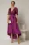 Rochie DY Fashion asimetrica mov cu dantela cu paiete la bust si funda ampla