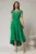 Rochie DY Fashion asimetrica verde cu funda in talie si aplicatii la decolteu