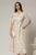 Rochie DY Fashion bej cu buline cu decolteu si maneci petrecute