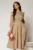 Rochie DY Fashion bej din poplin cu guler dublu si curea in talie