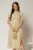 Rochie DY Fashion bej din voal creponat si insertii de dantela la bust