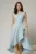 Rochie DY Fashion bleu asimetrica cu aplicatii la decolteu si volanas