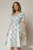 Rochie DY Fashion bleu cu buline mari si pliuri ample in contrast