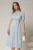 Rochie DY Fashion bleu cu buline tip camasa si curea in talie