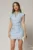 Rochie DY Fashion bleu din tweed subtire cu fir lurex si guler ascutit
