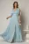Rochie DY Fashion bleu lunga de seara cu decolteu adanc si funde ample