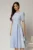 Rochie DY Fashion bleu midi cu pliuri pe fusta si design cu detaliu la bust
