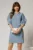Rochie DY Fashion bleu scurta croi cambrat cu maneci cu design atipic