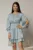 Rochie DY Fashion bleu scurta din voal cu manecile sparte si fusta suprapusa
