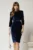 Rochie DY Fashion bleumarin din catifea cu perle la guler si brosa eleganta
