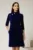 Rochie DY Fashion bleumarin din catifea fixa cu guler tunica si nasturi