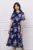Rochie DY Fashion bleumarin din voal cu imprimeuri florale bleu
