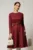 Rochie DY Fashion bordo clos din piele intoarsa si curea in talie