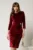 Rochie DY Fashion bordo din catifea cu perle la guler si brosa eleganta