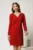 Rochie DY Fashion bordo din catifea fixa cu perle la decolteu si maneci