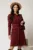 Rochie DY Fashion bordo din catifea reiata tip camasa si curea in talie