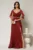 Rochie DY Fashion bordo lunga de seara cu aplicatii de perle pe talie