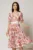 Rochie DY Fashion cu imprimeu floral corai si floare in talie