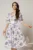 Rochie DY Fashion cu imprimeu floral lila si floare in talie