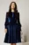 Rochie DY Fashion din catifea bleumarin cu funda si brosa la guler