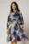 Rochie DY Fashion din catifea cu print albastru si perle la guler