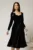 Rochie DY Fashion din catifea neagra cu decolteu inima si accesoriu la bust