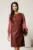 Rochie DY Fashion din piele ecologica burgundy cu maneci din voal roz