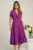 Rochie DY Fashion din stofa mov cu nasturi si curea in talie
