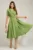 Rochie DY Fashion din stofa verde cu nasturi si curea in talie