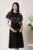 Rochie DY Fashion din voal neagra cu insertii din catifea argintie la bust