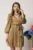 Rochie DY Fashion eleganta din voal bej cu fir lurex si cordon in talie