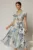 Rochie DY Fashion eleganta din voal satinat cu imprimeuri albastre