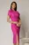 Rochie DY Fashion fucsia midi conica cu crepeu si trandafir maxi la decolteu