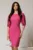 Rochie DY Fashion fucsia midi cu decupaj la spate si inchidere cu nasturi perla