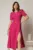 Rochie DY Fashion fucsia midi cu detaliu talie si decupaj la decolteu