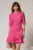 Rochie DY Fashion fucsia scurta cu volanase pe fusta si cordon detasabil