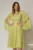 Rochie DY Fashion galben lime din dantela cu maneci lungi crapate si decolteu in V