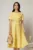 Rochie DY Fashion galbena cu funde pe bust si maneci scurte