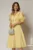 Rochie DY Fashion galbena in clini cu guler ascutit si maneci scurte bufante