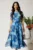 Rochie DY Fashion lunga albastra cu imprimeu floral din voal in croi clos