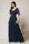 Rochie DY Fashion lunga bleumarin de seara din voal cu decolteu inima