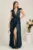 Rochie DY Fashion lunga bleumarin din voal in clos cu pene la umeri