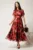 Rochie DY Fashion lunga bordo cu imprimeu din voal in croi clos